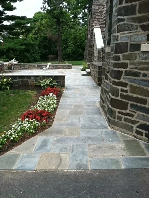 Flagstone walkway alongside the Cannon Club building